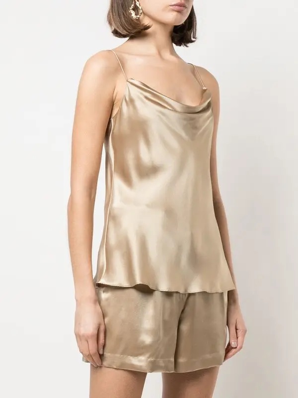 Nili Lotan Silk Cowl Neck Cami Top & Shorts Set